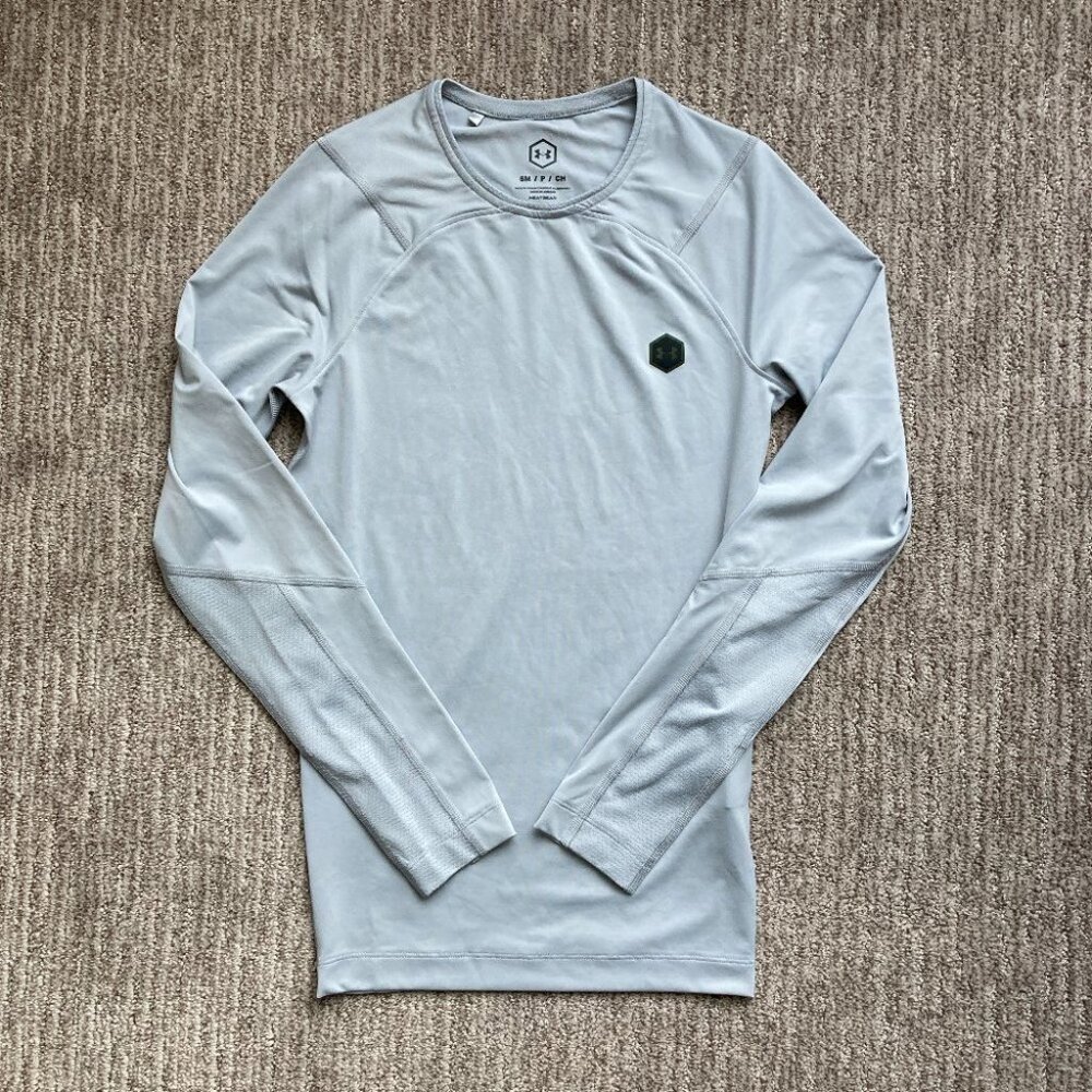 Men's Small Under Armour Heatgear Rush Long Sleeve Compression Shirt Gray